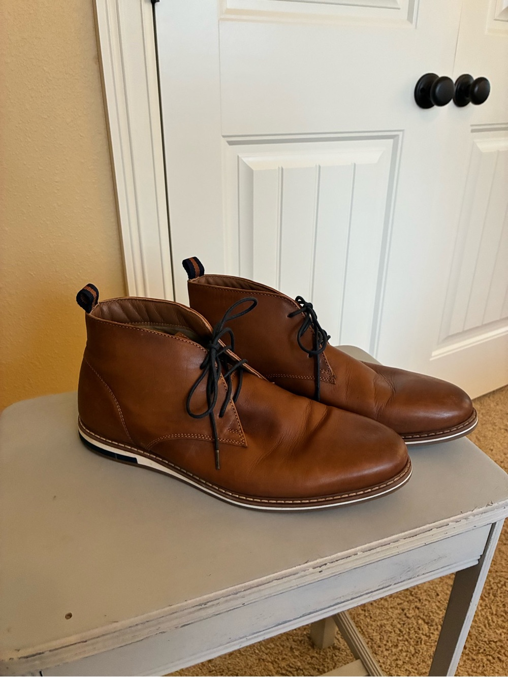Franco Fortini Brown Leather Chukka Boots with Black Laces size 11.5